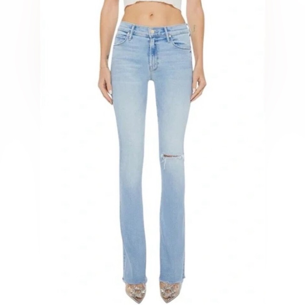 MOTHER Runaway Frayed Hem Skinny Flare Jeans